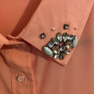 Salmon Pink Jewelry detailed Shirt